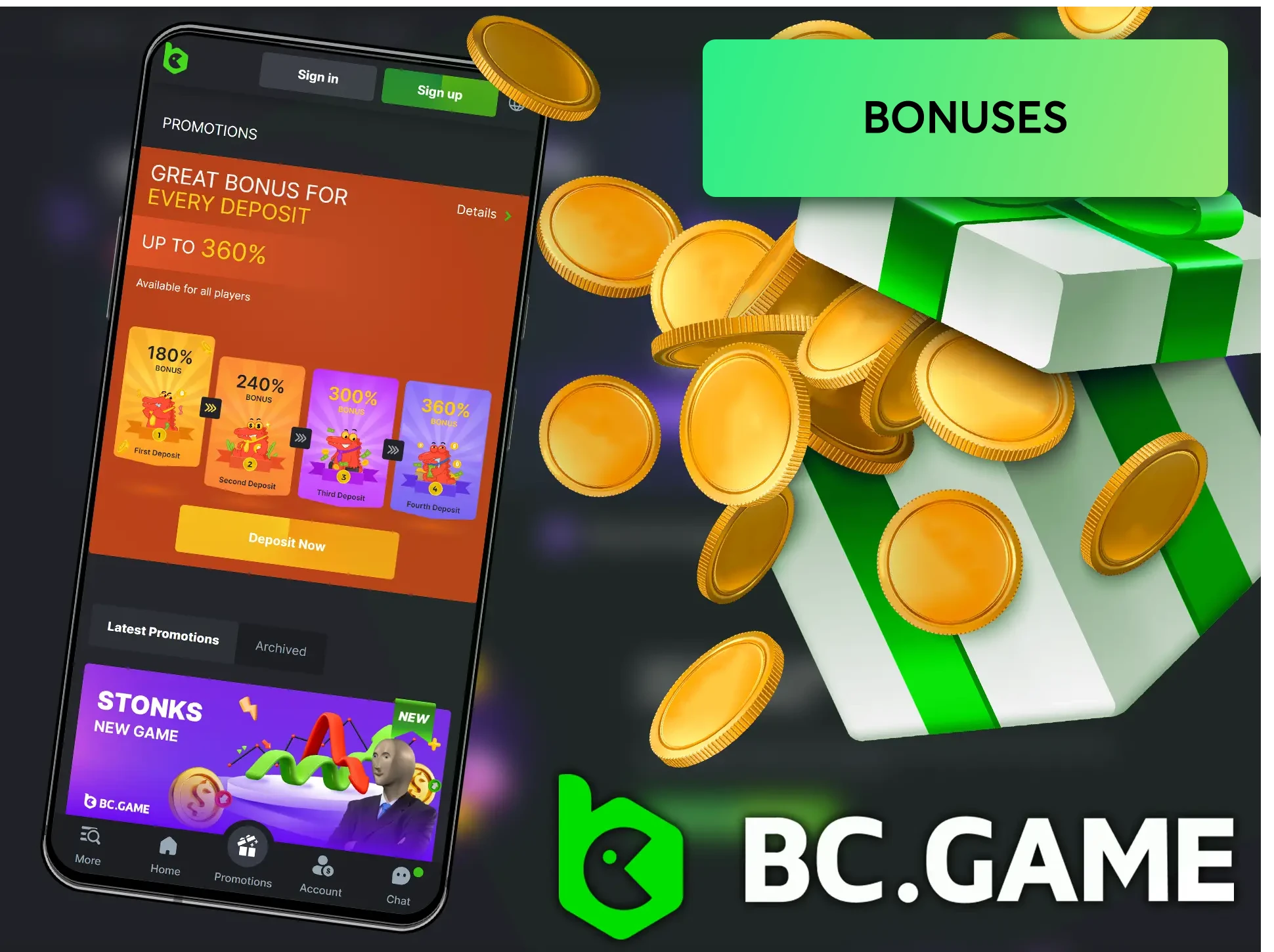 BC.Game offers several generous welcome bonuses for its users.