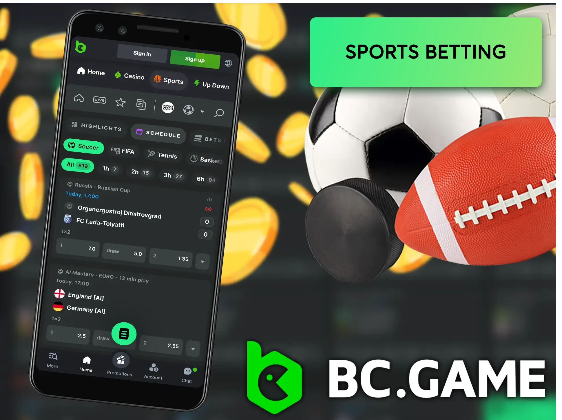 Take your sports betting to the next level with BC.Game's mobile browser!